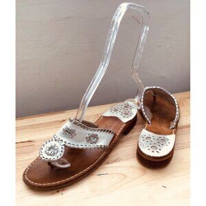 Jack Rogers Womens White & Silver Leather Sandals Size 8